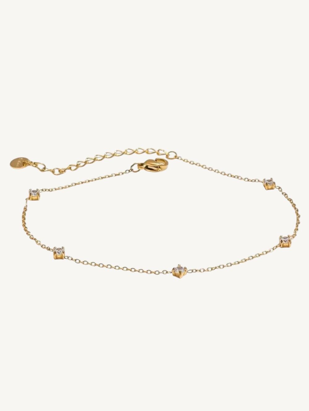 Étoile CZ Station Anklet 18K PVD Gold or Silver Stainless Steel